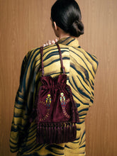 Paula Fukuro Purple Embroidered Velvet Bag with Tassel