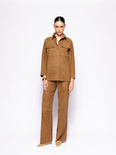 Paula Avila Caramel Café Wide-Leg Suede Pants