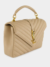 Saint Laurent Dark Beige Quilted Leather Medium Satchel