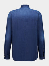 Boglioli Blue Cotton Mandarin Collar Shirt