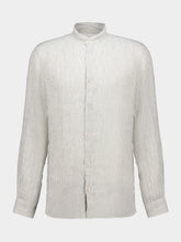 Boglioli White and Brown Striped Linen Shirt