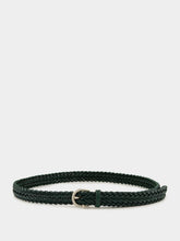 Dragon Diffusion Forest Green Braided Leather Polo Tip Belt