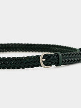 Dragon Diffusion Forest Green Braided Leather Polo Tip Belt