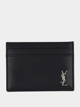 Saint Laurent Black Tiny Cassandre Leather Card Case
