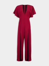 Stella McCartney Burgundy Plunge Neck Leg-Slit Jumpsuit