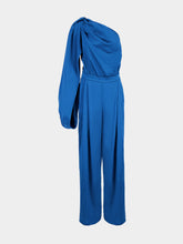 Stella McCartney Royal Blue One-Shoulder Satin Jumpsuit