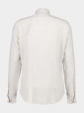 White & Beige Striped Cotton-Linen Shirt