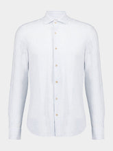 Boglioli White & Light Blue Striped Cotton-Linen Shirt