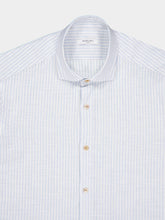 Boglioli White & Light Blue Striped Cotton-Linen Shirt