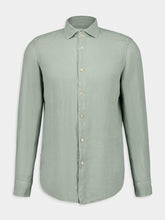 Boglioli Mint Green Garment-Dyed Linen Shirt
