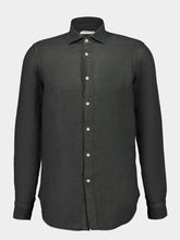 Boglioli Charcoal Green Regular-Fit Linen Shirt