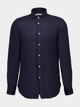 Boglioli Navy Blue Regular-Fit Linen Shirt