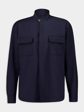 Boglioli Navy Blue Wool Blend Overshirt