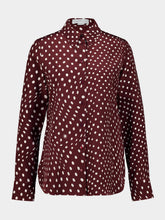 Stella McCartney Burgundy and Cream Polka Dot Printed Silk Shirt
