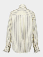 Ruffle Detailed Silk-Blend Striped Shirt
