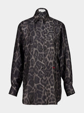 Stella McCartney Ash Grey Oversized Leopard Silk Shirt