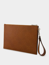 Gucci Brown GG Leather Embossed Pouch