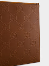 Gucci Brown GG Leather Embossed Pouch