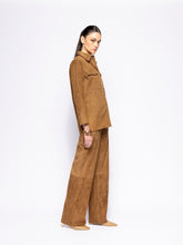 Paula Frank Caramel Café Embroidered Suede Overshirt