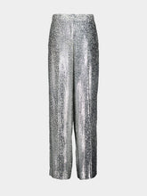 Stella McCartney Silver Animal-Textured Lame Velvet Trousers