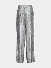 Stella McCartney Silver Animal-Textured Lame Velvet Trousers