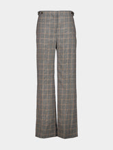 Stella McCartney Grey Mélange Checked Wool Tailored Trousers