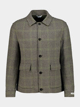 Boglioli Grey and Green Houndstooth Wool Blouson Jacket