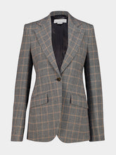 Stella McCartney Grey Melange Checked Slim-Fit Wool Blazer