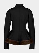 Stella McCartney Black Peplum Jacket with Vegan Fur Trim
