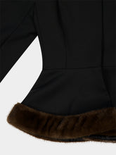 Stella McCartney Black Peplum Jacket with Vegan Fur Trim