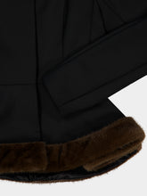 Stella McCartney Black Peplum Jacket with Vegan Fur Trim