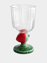 Bordallo Pinheiro Glass Goblet with Strawberry