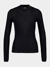 Saint Laurent Black Ribbed Sweater Cassandre in Silk