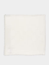 Gucci White GG Jacquard Silk Wool Shawl