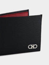 Ferragamo Black Gancini Hammered Leather Wallet