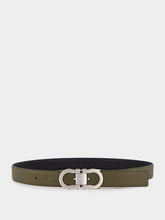 Ferragamo Green and Black Reversible Gancini Belt