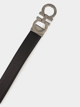 Ferragamo Black and Clay Reversible Leather Gancini Belt