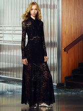 Rabanne Black High-Neck Lace Maxi Dress