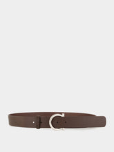 Ferragamo Dark Brown Calfskin Gancini Leather Belt