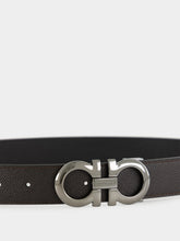 Ferragamo Dark Brown and Black Brown Reversible Gancini Leather Belt