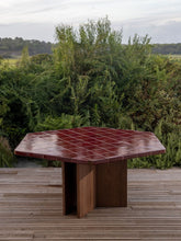 House of Capricorn Lisboa Blue Ceramic Tile and Ash Wood Large Dining Table