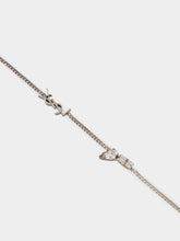 Saint Laurent Oxidized Silver Cassandre Charm Bracelet with Rhinestones