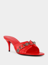 Balenciaga Red Cagole Arena Leather Mules