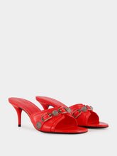 Balenciaga Red Cagole Arena Leather Mules
