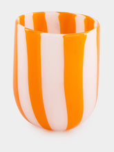 Vetreria Murano Orange Cane Glass Tumbler