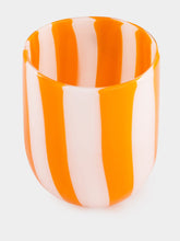 Vetreria Murano Orange Cane Glass Tumbler