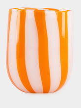 Vetreria Murano Orange Cane Glass Tumbler