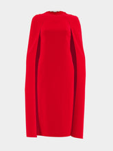 Stella McCartney Lipstick Red Round Neck Cape Midi Dress