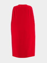 Stella McCartney Lipstick Red Round Neck Cape Midi Dress
