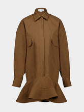 Stella McCartney Pecan Washed Cotton Peplum Shirt Dress